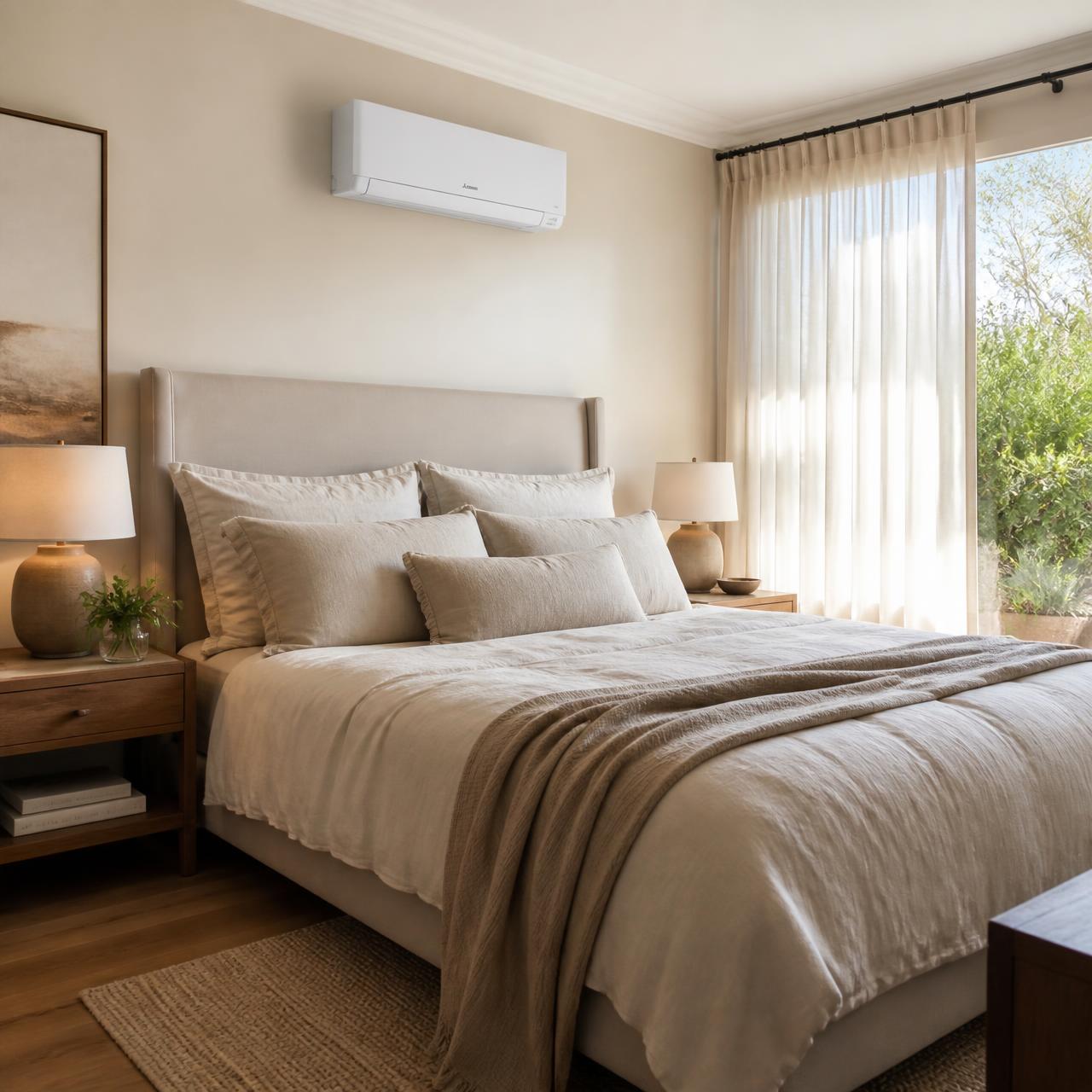 Climatisation murale discrète dans une chambre design